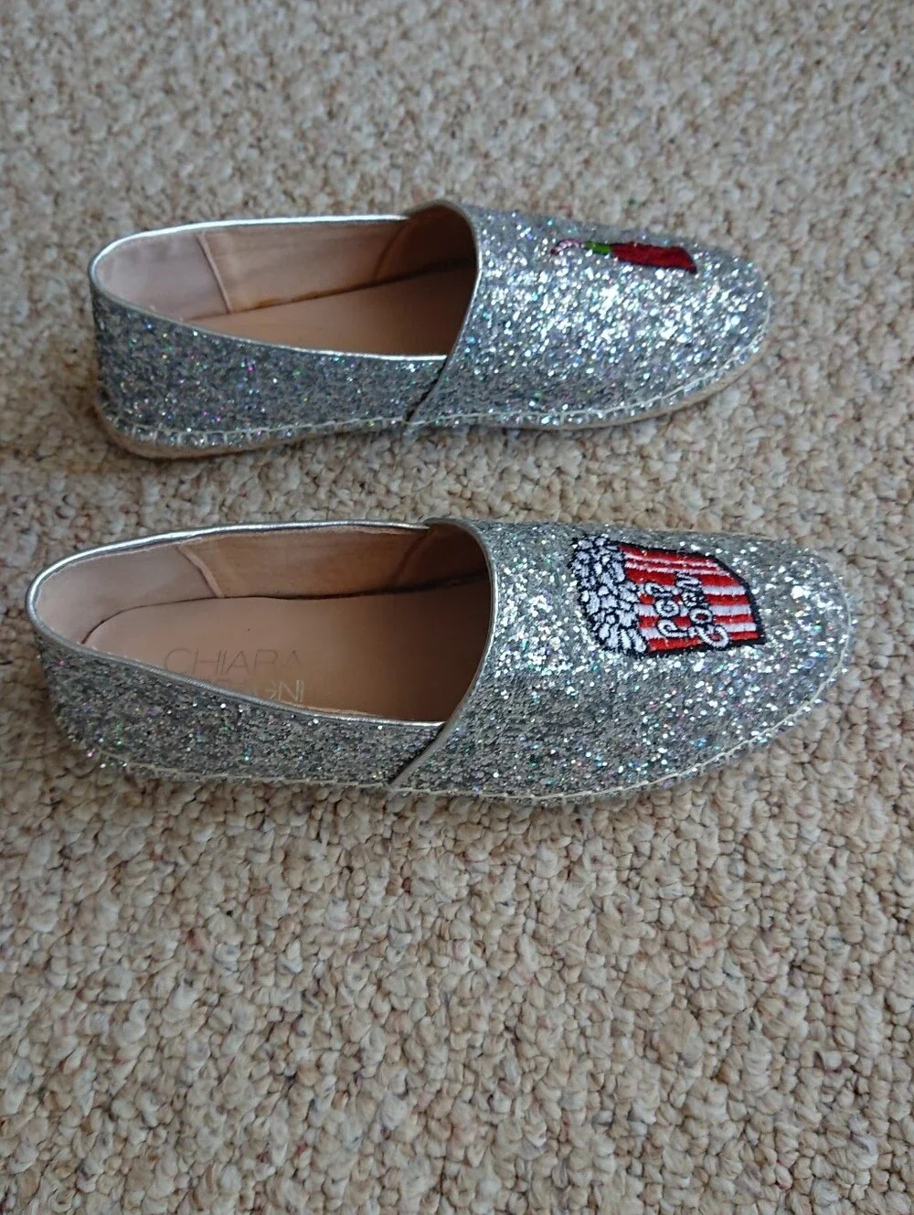 Chiara Ferragni “Popcorn & soda” Glitter Ballet espadrille Flats size 7.5